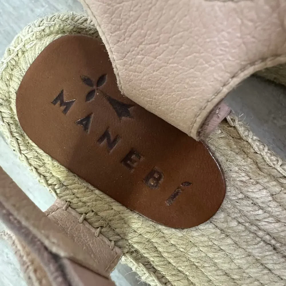 MANEBI Suede Platform Espadrille Sandals In Pink Size 38